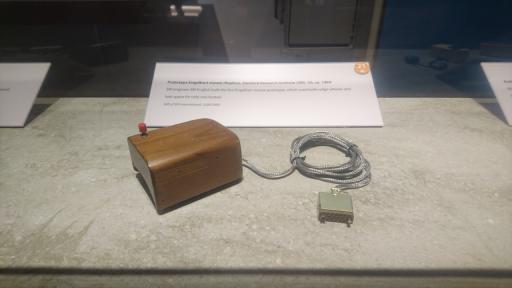 A replica of the mouse as envisioned by Douglas Engelbart.